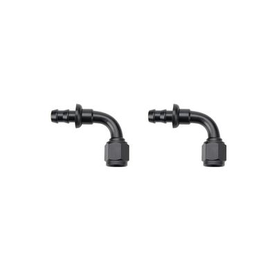 2PCS/PACK 6AN 90 Degree Push Lock Barb Type Hose Fittings End For 3/8 Rubber Fuel Line Oil Fuel Cooler Kits Hose Adaptor Aluminum Alloy