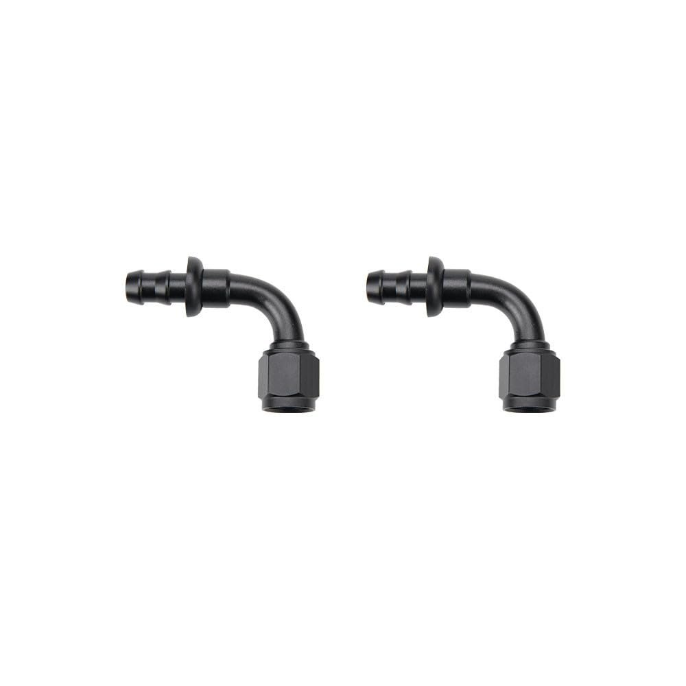2PCS/PACK 6AN 90 Degree Push Lock Barb Type Hose Fittings End For 3/8 Rubber Fuel Line Oil Fuel Cooler Kits Hose Adaptor Aluminum Alloy