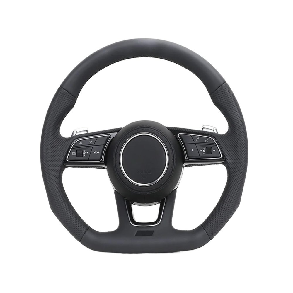 Half Perforated Leather Steering Wheel Compatible With TT A3 A4 B8 A5 A6 C6 C7 A7 R8 RS RS3 RS4 RS5 S3 S4 S5 B9 RS6 RS7 Q3 Q5 Q7