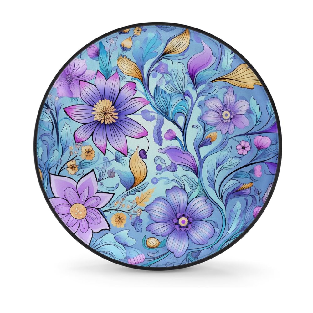 Yeahhhlife Colorful Floral Spare Tire Cover, Travel Trailer Camper Truck SUV Waterproof Wheel Cover, Sun Rain Snow Protector 14"