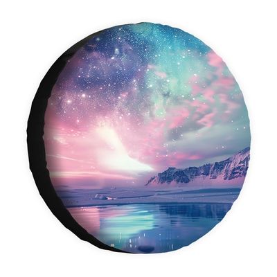 Cafetime Spare Tire Cover Beautiful Aurora Night Sky Galaxy Forest Decor Camping Trailer Wheel Protectors Covers 15 Inch for Rv SUV Truck Camper Travel Trailer Style 2