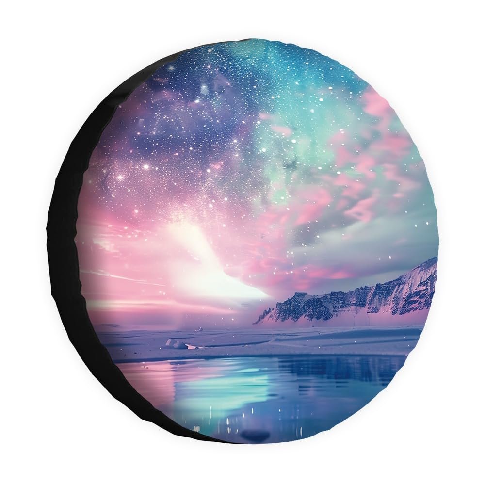 Cafetime Spare Tire Cover Beautiful Aurora Night Sky Galaxy Forest Decor Camping Trailer Wheel Protectors Covers 15 Inch for Rv SUV Truck Camper Travel Trailer Style 2