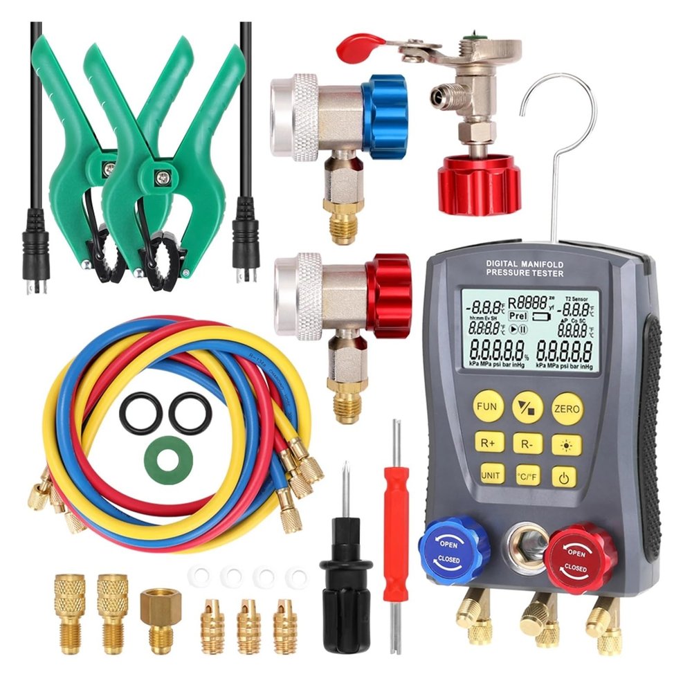 Pressure Gauge Refrigeration Digital Vacuum Pressure Manifold Tester Manifold Meter HVAC Temperature Tester for DIY Use