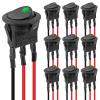 10pcs KCD1 Wired On/Off Rocker Toggle Switch 3 Pin DC 12V 20A Round Switch LED Light Power On Off Switches SPST for Truck Boat Cars(Green) view 1