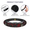 Halloween Skull Steering Wheel Cover Elastic Non-Slip Car Steering Wheel Covers with Seat Belt Shoulder Pad for Women Men view 4
