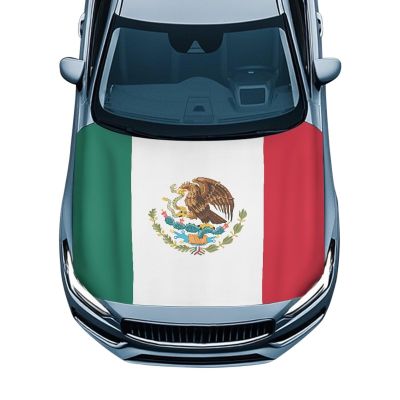 Darisoco Mexican Flag Car Hood Cover Polyester Elastic Fabrics Washable Suitable for Large SUV and Pickup Trucks 3959in