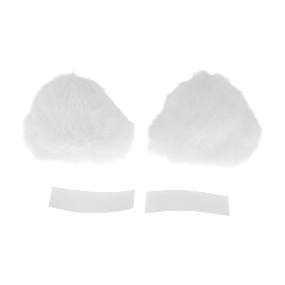HEROFFIX Motorcycle Helmet Accessories Decoration Cat Ears for Motorcycle Bicycle Skiing Helmets Coconut Milk White Plush Sticker 2 Set