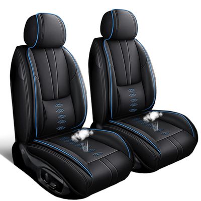 SOUIPA Car Seat Covers 2 Seats Fit for Chevrolet Malibu 2000-2024 2025,Waterproof Leather Seat Covers,Airbag Compatible,Car Seat Protectors Interior Sets(Front Set,Black&Blue)
