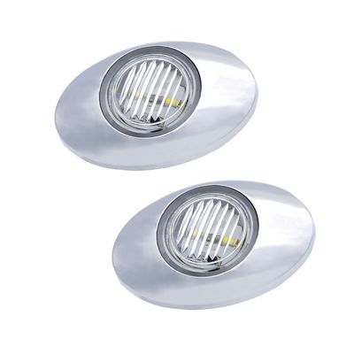 RAGBUSCLE 3 Inch Flush Mount Oval Side LED Marker Light, Compatible with 12 V DC Systems on Various Vehicles Including Trailers, RVs, Pickups, 2 pcs (Clear Cover with White Light)
