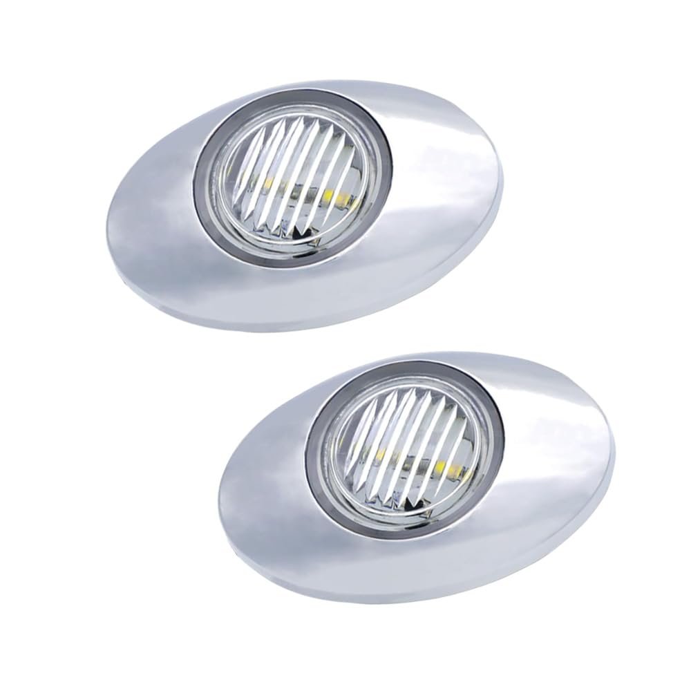 RAGBUSCLE 3 Inch Flush Mount Oval Side LED Marker Light, Compatible with 12 V DC Systems on Various Vehicles Including Trailers, RVs, Pickups, 2 pcs (Clear Cover with White Light)