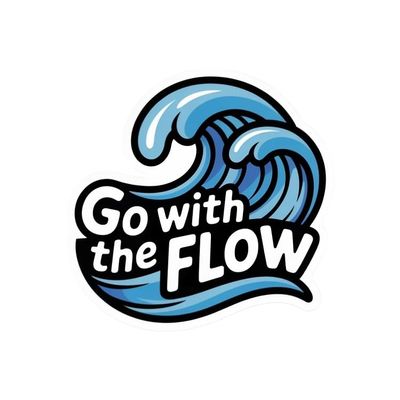 Go with The Flow Ocean Waves Vinyl Bumper Decal Sticker for Car, Bike, SUV, Truck, Helmet, Laptop, Water Bottle, Notebook, Window, Guitar, Skateboard etc Waterproof 5 inches