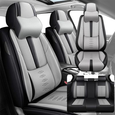 SOUIPA Car Seat Covers 5 Seats Fit for Ford Ranger 1990-2024 2025,Waterproof Leather Seat Covers,Airbag Compatible,Car Seat Protectors Interior Sets(5PCS with Pillows,Black&Grey)