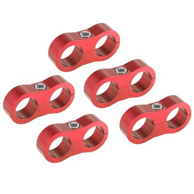 Edinstry 5pcs Car AN10 19mm Hose Separator Clamp Aluminum Fuel Line Mounting Clamp Divider Hose Fitting Adapter Fit for Fuel Line, Oil Line, Brake Line, Water Pipe and Gas Line Red