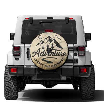 Delerain Spare Tire Cover with Backup Camera Hole Adventure Mountains Wheel Covers Waterproof Dust-Proof UV Sun Universal Fit for Trailer RV SUV Truck (18 Inch for Diameter 32"-34")
