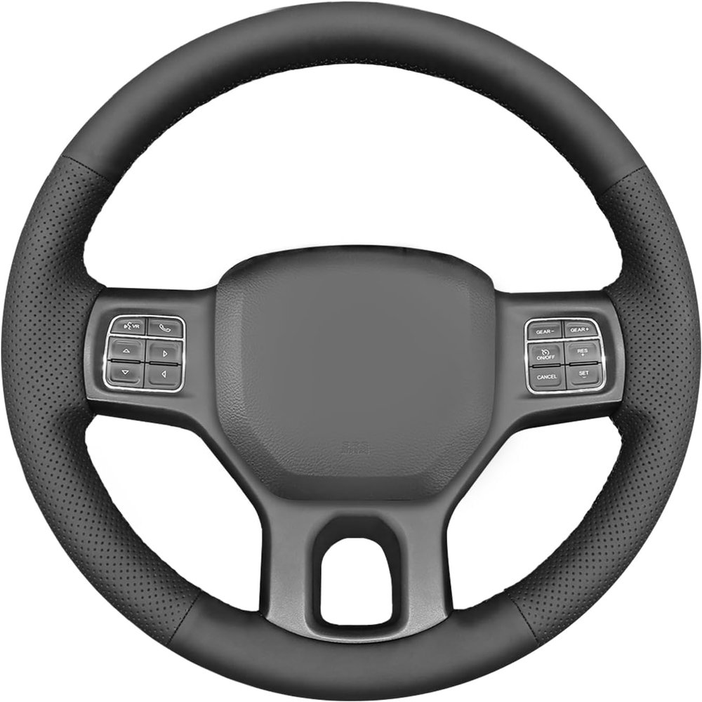 MEWANT Stitch On Custom Fit Steering Wheel Cover for Dodge Ram