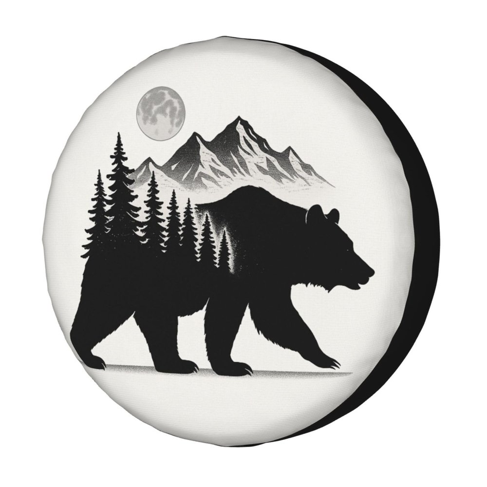 Foruidea Mountain Bear Spare Tire Cover Dust-Proof Wheel Tire Cover Fit Trailer, RV, SUV and Many Vehicle 17 Inch