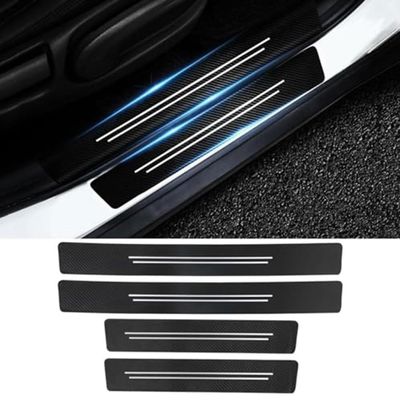 YUFENGLIHAI 4PCS Car Door Sill Protector for Range Rover Sport L461 2023 2024, Carbon Fiber Door Edge Scuff Plate Entry Guard Welcome Pedal Kick Protection Threshold Strips,C/White