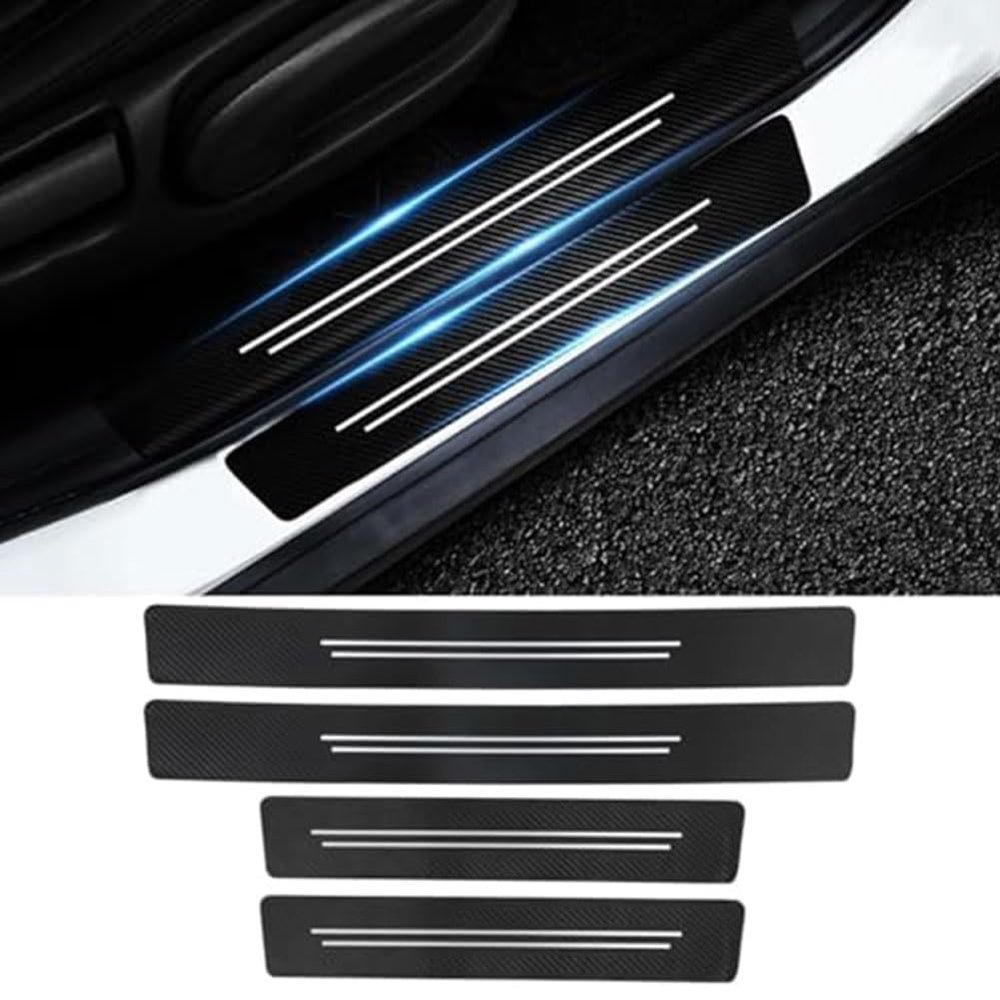 YUFENGLIHAI 4PCS Car Door Sill Protector for Range Rover Sport L461 2023 2024, Carbon Fiber Door Edge Scuff Plate Entry Guard Welcome Pedal Kick Protection Threshold Strips,C/White