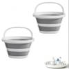 Pavnso 2 Pcs 5L Collapsible Bucket with Handle, Foldable Square Cleaning Bucket, Portable Space Saving Pail for Household, Outdoor, Camping, Beach and Car Washing view 1