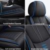 SOUIPA Car Seat Covers 2 Seats Fit for VW Jetta SportWagen 2009-2014,Waterproof Leather Seat Covers,Airbag Compatible,Car Seat Protectors Interior Sets(Front Set,Black&Blue) view 3
