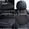 SOUIPA Car Seat Covers 2 Seats Fit for Lexus LX 470 1998-2007,Waterproof Leather Seat Covers,Airbag Compatible,Car Seat Protectors Interior Sets(Front Set,Black&Blue) view 3