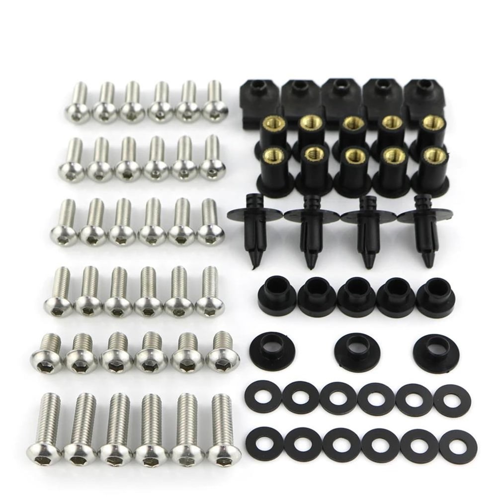 FIGULI Bodywork Screws Motorcycle Full Fairing Bolts Kit for ZX12R ZX-12R ZX 12R 2000 2001 2002 2003 2004 2005 Clips Nuts Body Screw Stainless(Silver)
