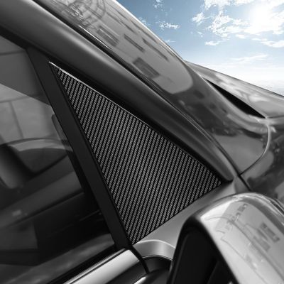JUPIZEUS for Tesla Model Y Juniper 2025 A Pillar Triangle Film Carbon Fiber Pattern Window Pillar TPU Protective Film Anti-Scratch Waterproof Film 2Pcs