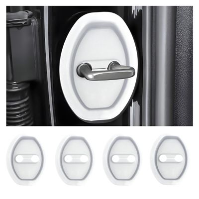 4PCS Door Latch Lock Cover Silicone Door Latch Guard for Lexus RX RX350 RX350h RX500h, Self-Adhesive Strike Protector for Car Protector and Noise Reduction,White