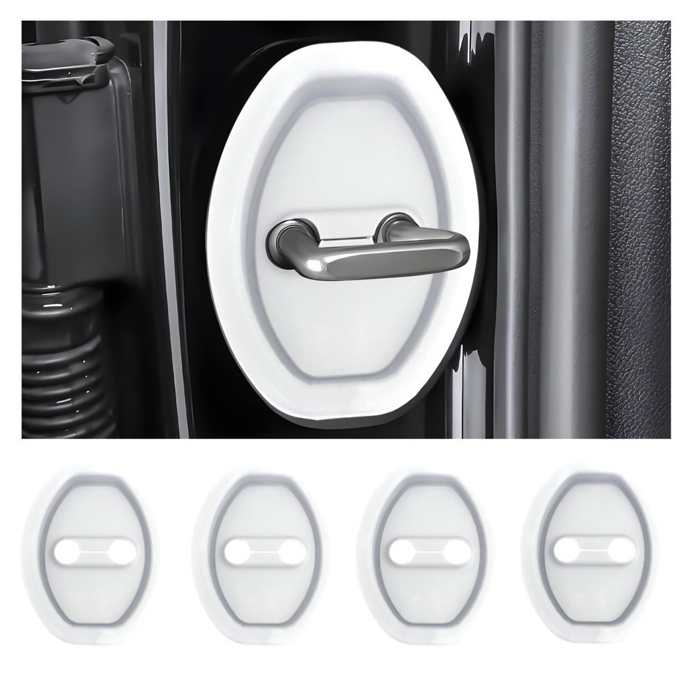 4PCS Door Latch Lock Cover Silicone Door Latch Guard for Lexus RX RX350 RX350h RX500h, Self-Adhesive Strike Protector for Car Protector and Noise Reduction,White