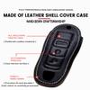 HIBEYO Leather Key Fob Cover for Porsche Car Accessories Key Case Fit for Porsche Key Chain Smart Rmeot Auto Key-B Keychain Black view 3
