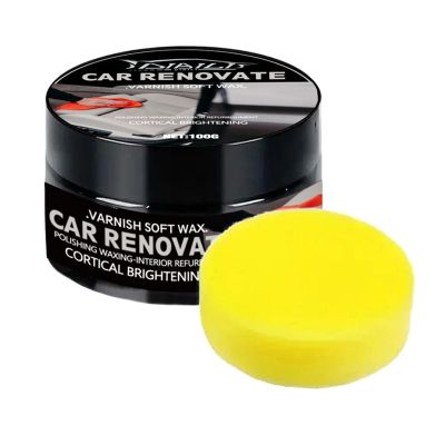 Car Interior Dashboard Polish Wax, Long-Lasting Mild Car Interior Care Coating Wax, Portable Auto Parts Cleaner Restorer with Sponge, Multipurpose Auto Seat Polish, Prevent Fade, Yellow, Oxidation