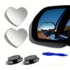 2 pcs Blind Spot Mirrors, 2" Heart Shaped HD Glass Convex 360 Wide Angle Side Rear View Mirror with ABS Housing for Cars SUV and Trucks, Chrome Heart shape, Pack of 2 view 1