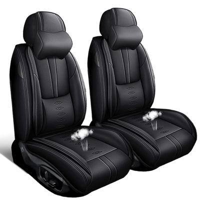 SOUIPA Car Seat Covers 2 Seats Fit for Acura TSX 2004-2014,Waterproof Leather Seat Covers,Airbag Compatible,Car Seat Protectors Interior Sets(2PCS with Pillows,Black)