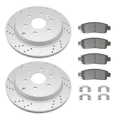 Xtorkynis Rear Brake Kit, Drilled and Slotted Brake Rotor with Ceramic Pads for Buick Enclave 2008-2017, Chevy Traverse 2009-2017, Gmc Acadia Limited 2007-2017, Saturn Outlook 2007-2010
