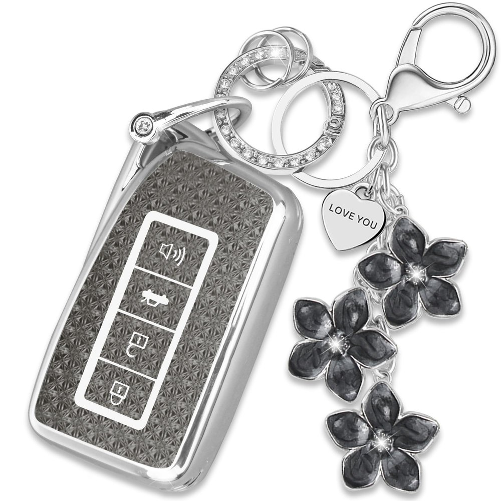 Yekoubo Sakura Flower Key Fob Cover for Lexus RX ES 4-Button Black