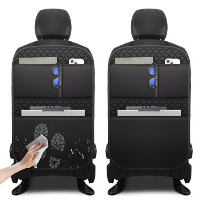 NUWQICD Back Seat Protector 2 Pack Fit for Toyota RAV4 Car Kick Mats for Kids Upgraded Version with Storage Organizer Waterproof Dirt Proof Faux Leather Auto Accessories (Black)