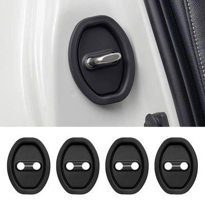 4PCS Door Latch Lock Cover Silicone Door Latch Guard for 2018-2022 2023 2024 VW Atlas, Self-Adhesive Strike Protector for Car Protector and Noise Reduction,Black