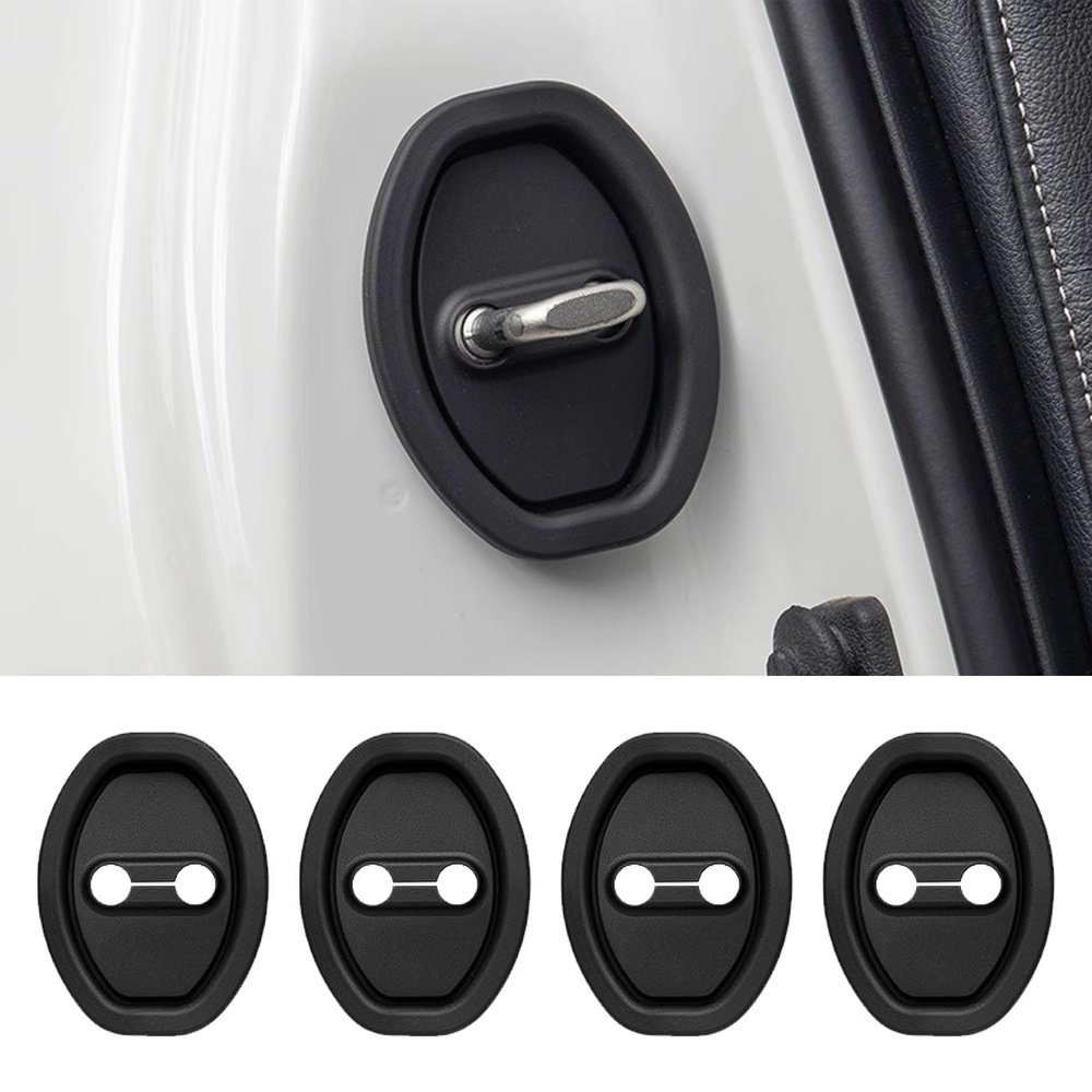 4PCS Door Latch Lock Cover Silicone Door Latch Guard for 2018-2022 2023 2024 VW Atlas, Self-Adhesive Strike Protector for Car Protector and Noise Reduction,Black