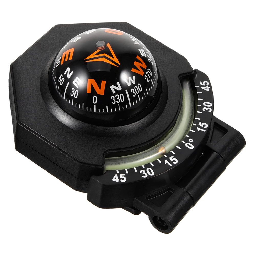 ibasenice Luminous Car Compass Ball for Dashboard Portable Sphere Shaped Navigation Tool with Adjustable Angle Glow The Dark Automotive Ornament for Cars Boats and Outdoor Travel