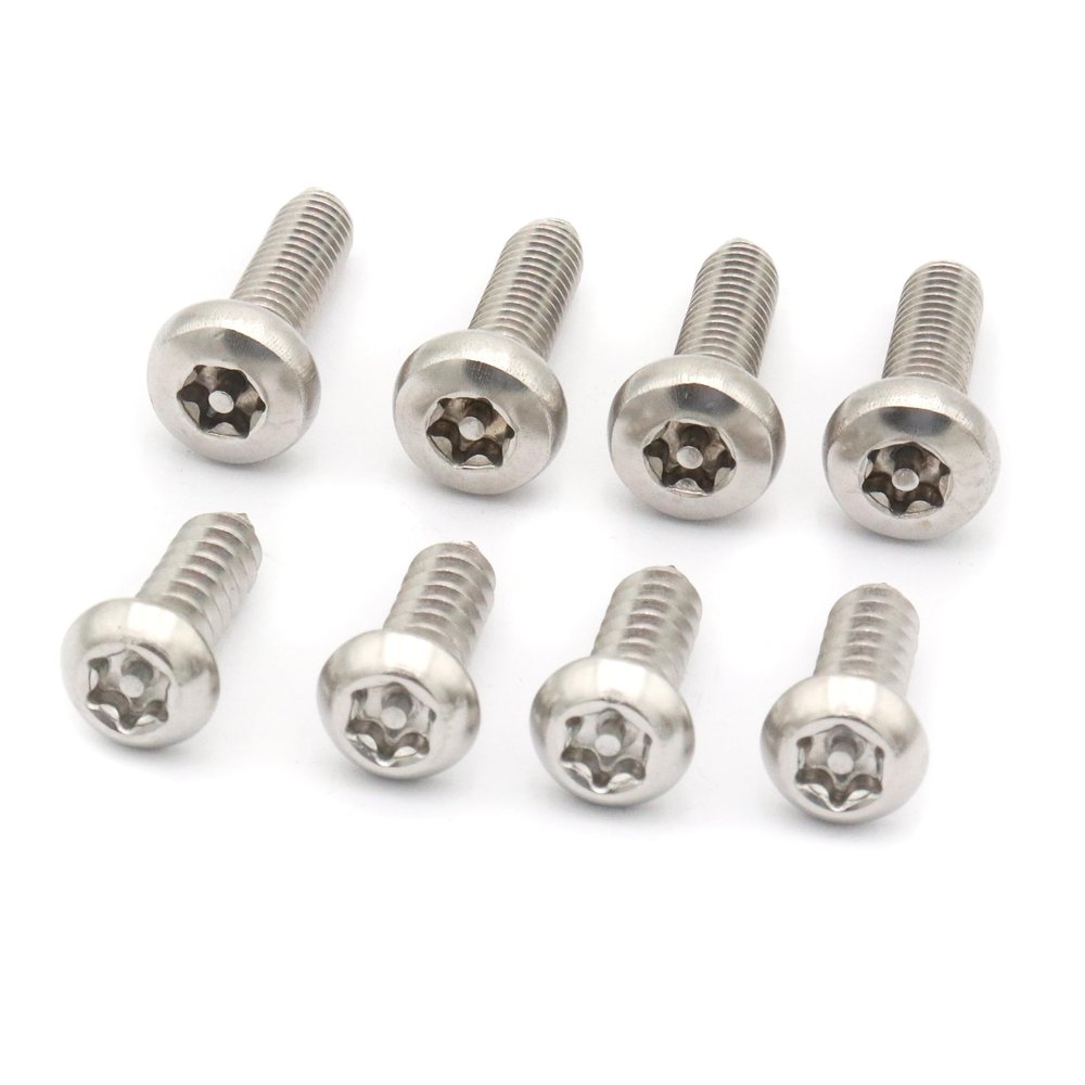SCXCLY 8 Pack Anti Theft License Plate Screws Assortment Kit, 1/4'' x 3/4'' License Plate Screws (with Buckles & Covers), 304 Stainless Steel, (Silver)