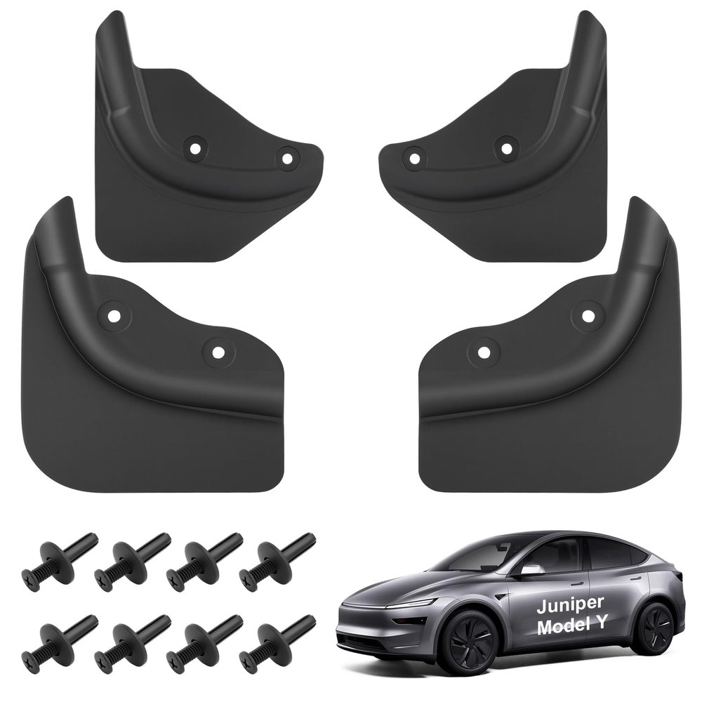 Safotad Mud Flaps for 2026 New Tesla Model Y Mud Guards No Drilling No Tape Mudflaps Road Debris and Protect Paint All Weather Splash Guard Body Kits for 2025 2026 Tesla Model Y Accessories (Set of 4)