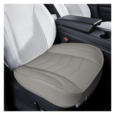 Tuxihapp Luxury Faux Leather Car Seat Cover - Anti-Slip Waterproof Drive Seat Cushion Car Front Bottom Seat Cover with Storage Pocket - Universal Full Wrap Seats Protector for Cars SUV Trucks (Gray)