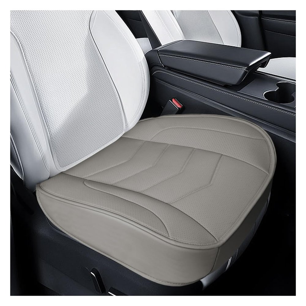 Tuxihapp Luxury Faux Leather Car Seat Cover - Anti-Slip Waterproof Drive Seat Cushion Car Front Bottom Seat Cover with Storage Pocket - Universal Full Wrap Seats Protector for Cars SUV Trucks (Gray)