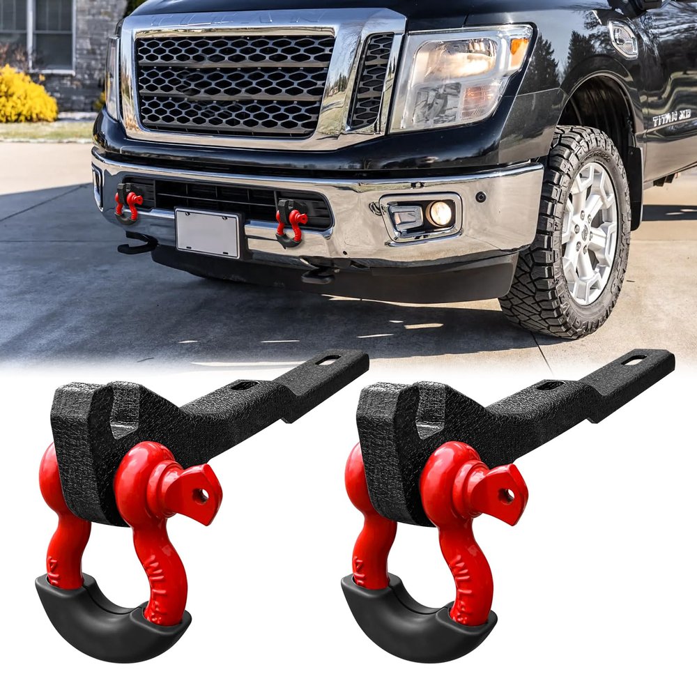 Aaiwa 2PCS Front Tow Hook Mount Bracket and D-Ring
