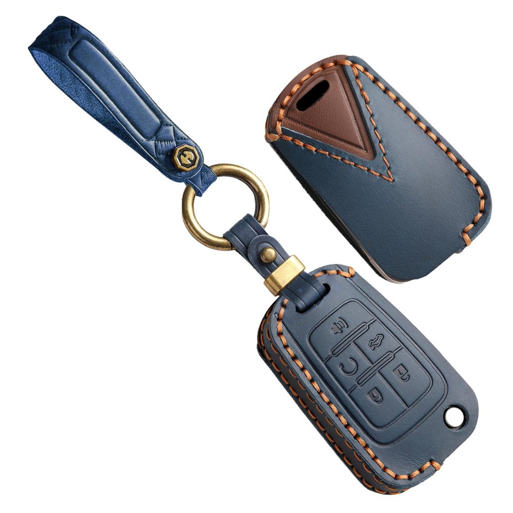 WUZUTU 5 Buttons Leather Key Cover Fit For Chevy Equinox Cruze Buick Encore