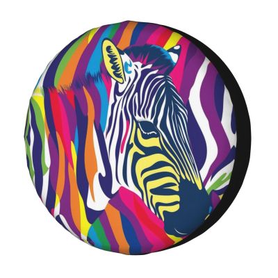 Foruidea Zebra Rainbow Spare Tire Cover Dust-Proof Wheel Tire Cover Fit Trailer, RV, SUV and Many Vehicle 16 Inch