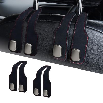 RAOZBE Car Seat Headrest Hooks for Purses and Bags, 2 Pack Bag Purse Holder for Car With Double Metal Hooks, Car Purse Hanger, Headrest Back Seat Handbags Hook Cute Hanging Accessories, Black