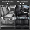 SOUIPA Car Seat Covers 5 Seats Fit for BMW 750 2013 2014,Waterproof Leather Seat Covers,Airbag Compatible,Car Seat Protectors Interior Sets(Full Set,Black) view 4