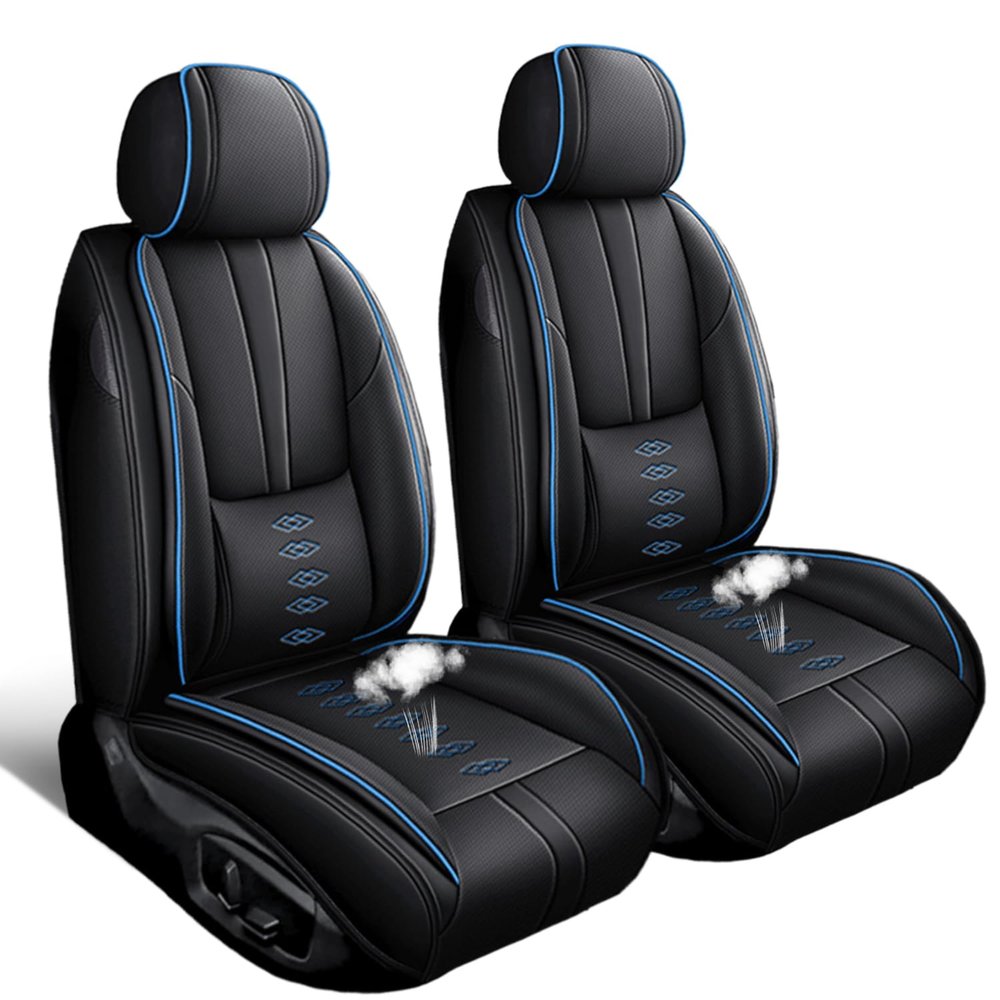 SOUIPA Car Seat Covers 2 Seats Fit for BMW 128 2020-2025 2026,Waterproof Leather Seat Covers,Airbag Compatible,Car Seat Protectors Interior Sets(Front Set,Black&Blue)