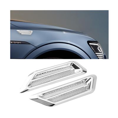 Sandfren 2PCS Car Hood Vent Scoop Kit, Shark Gills Vehicle Bonnet Engine Hood Vent Air Intake Trim Cover, Auto Air Flow Grille Decoration Cover, Universal Auto Exterior Decor Accessories (Silver)